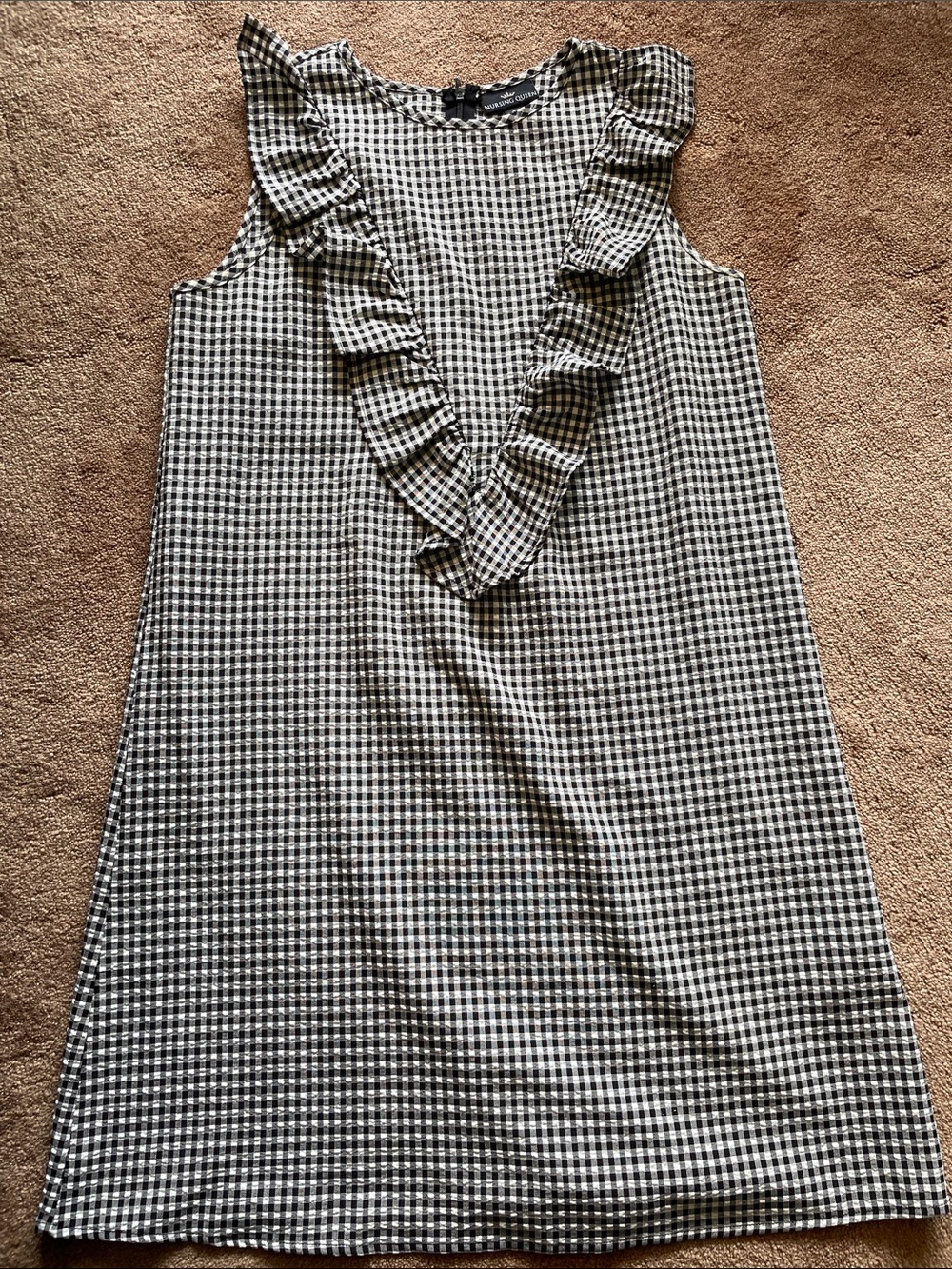 Nursing Queen Black & White Gingham Ruffle Nursing Dress